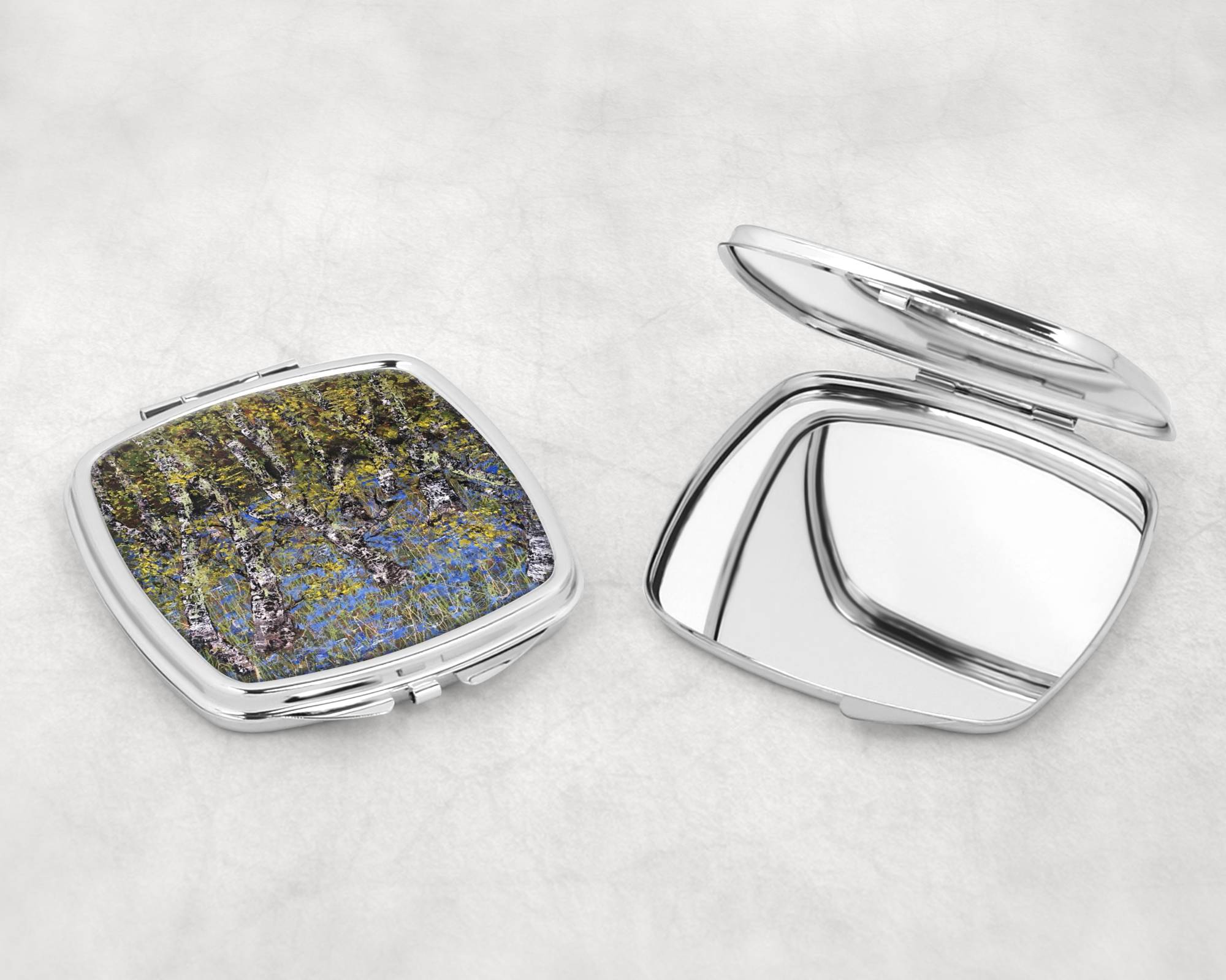Birches and Bluebells Compact Mirror