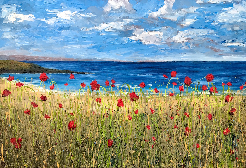 10 x 'Poppies by the Sea' cards