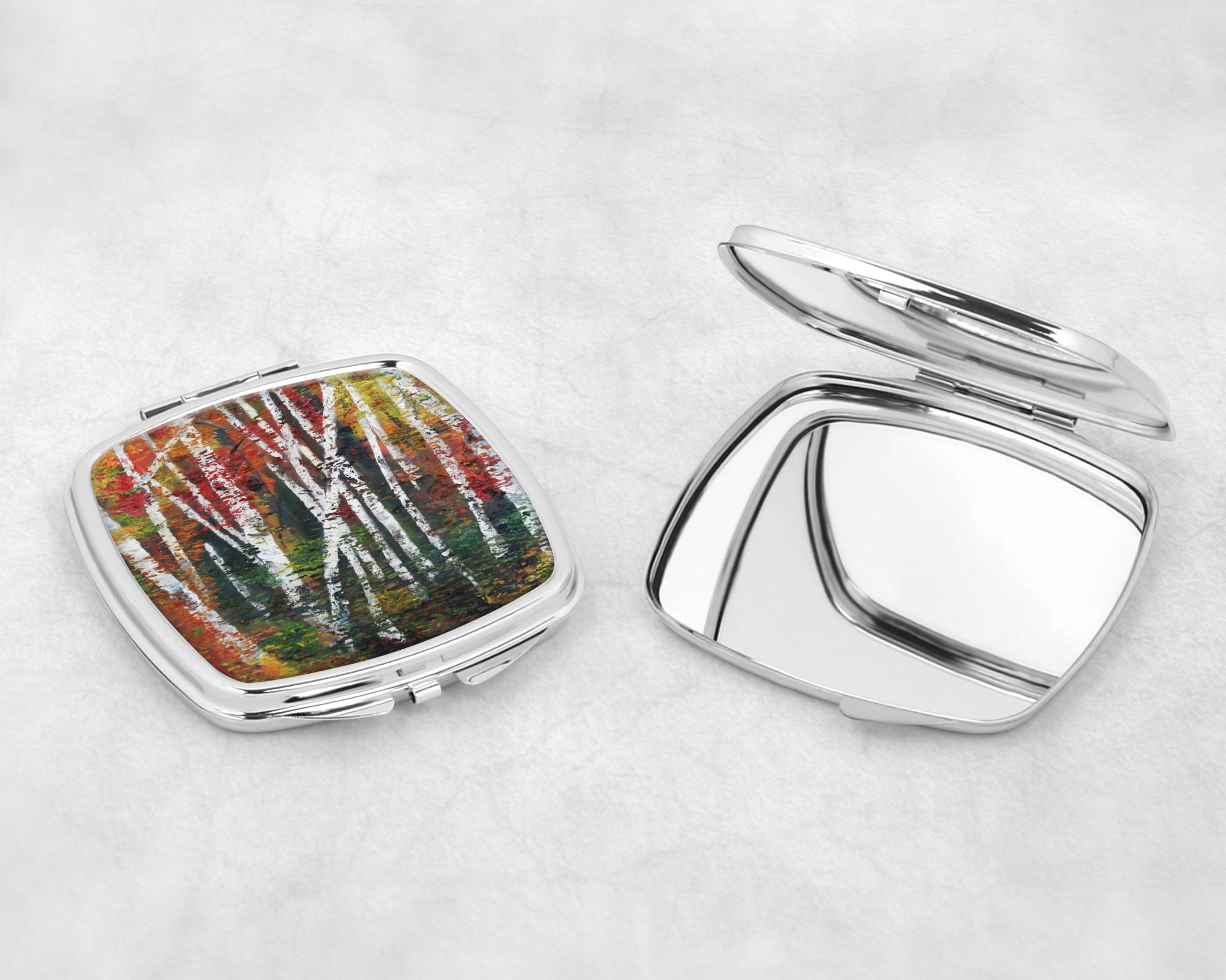 Birch Trees Compact Mirror