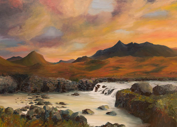 Warm sunset over the Cuillin, Skye