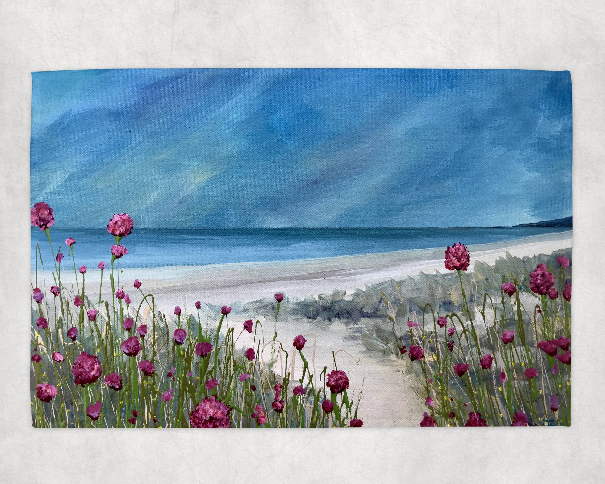 Beach & Flowers Tea Towel